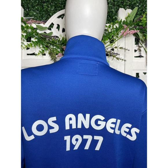 90s Y2K American Eagle Blue Retro Track Zip-Up Jacket Size XS Los Angeles 1977 - Picture 6 of 12